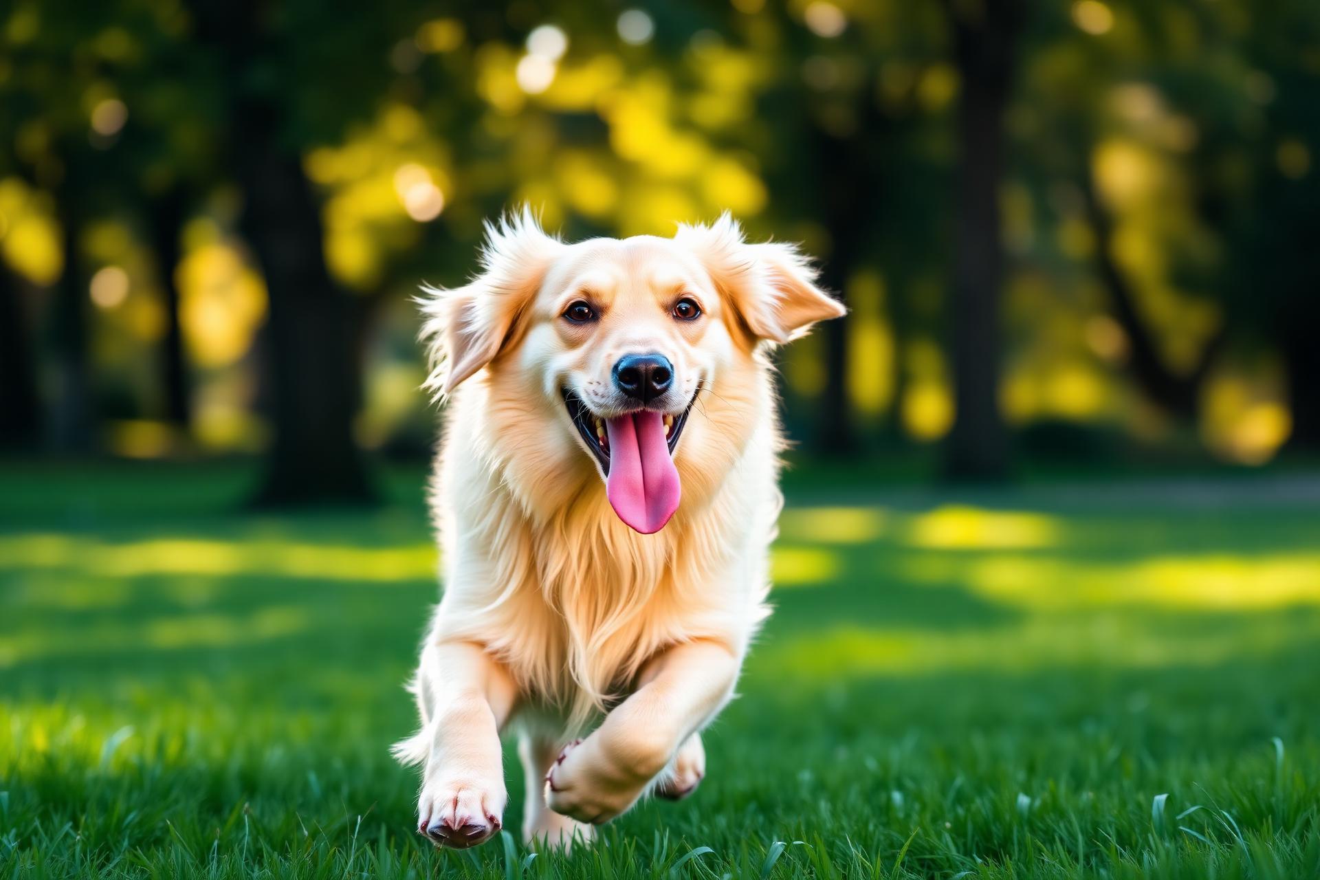Perro feliz corriendo en el parque
